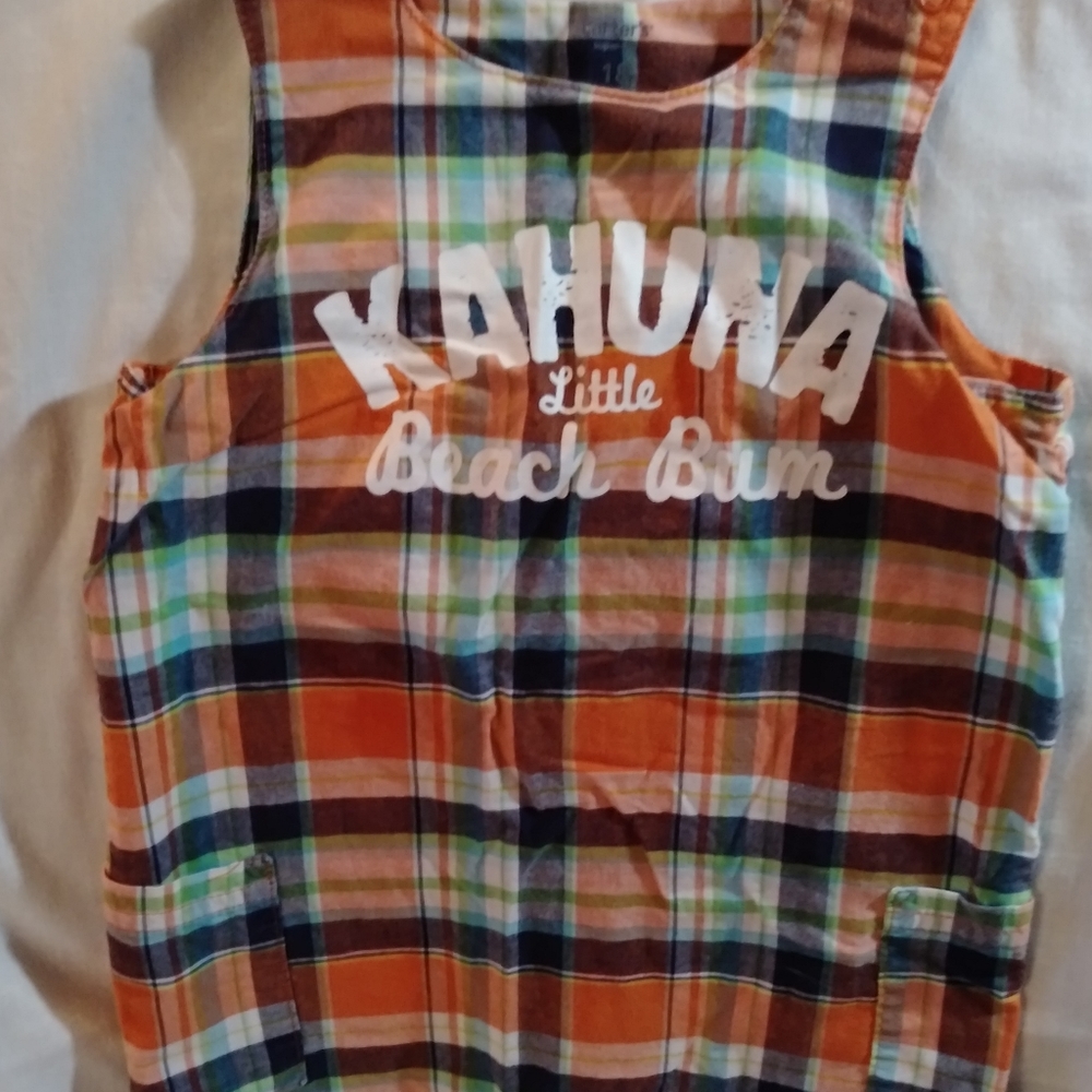Carter's Boys Plaid Shorts Overalls 18 m